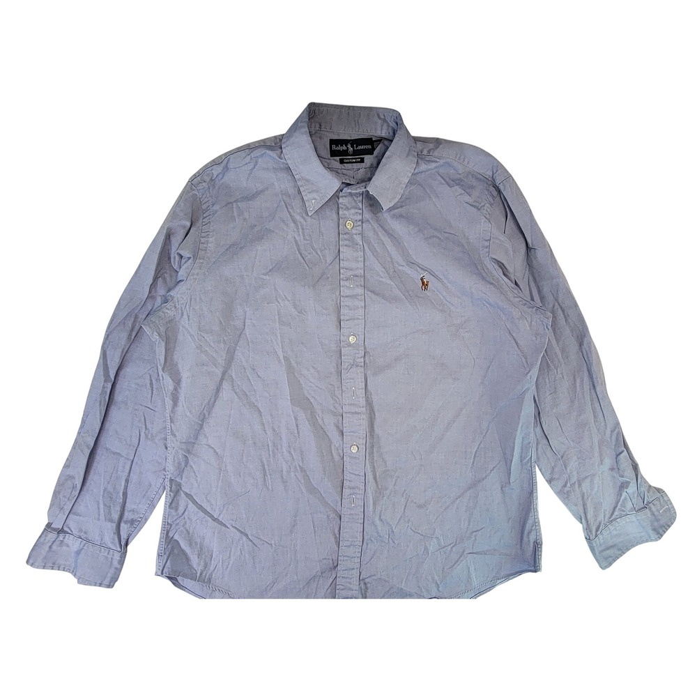 Ralph Lauren Oxford Button Down Shirt Mens Light Blue Long Sleeve 17-34/35